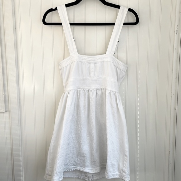 American Eagle Overall Dress Jumper white stretch denim material pockets size XS - Picture 8 of 16